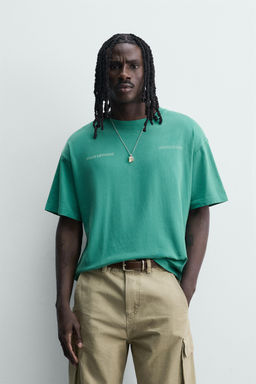 CAMISETA RELAXED FIT ESTAMPADOS LAVADOS / Verde claro