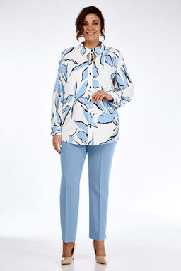 Блуза Элль стиль 2265/1а белый/голубой принт фото 3