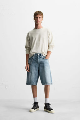 RIPPED BAGGY FIT DENIM BERMUDA SHORTS