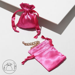 Цена за 50 шт. Мешочек подарочный атласный, 7x9см, цвет фуксия - Simaland фото 2