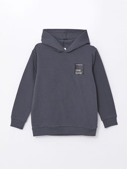 Bask?l? Uzun Kollu Erkek ?ocuk Hoodie ve E?ofman Alt? - Waikiki фото 2