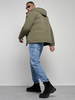 Куртка мужская зимняя с капюшоном спортивная великан цвета хаки 8335Kh - Wonderrman фото 17