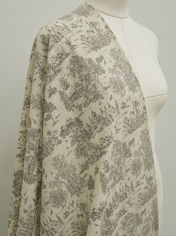 Хлопколен Туаль де Жуи - прованс цв.кофейный (на суровом), ш.1.4м, лен-15%, хл-85%, 125гр/м.кв - Купава фото 4