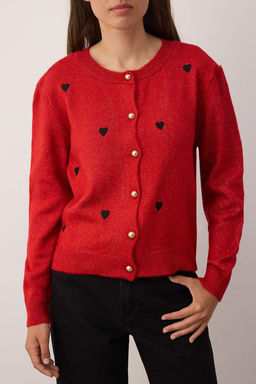 K?rm?z? Yumusak Dokulu Nak?s Islemeli Triko H?rka TWOAW26HI00157