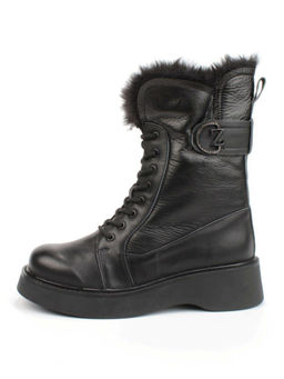 04-YPM5834A BLACK Ботинки зимние женские (натуральная кожа, натуральный мех)