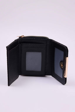 Siyah Dokulu C?t C?t Kapamal? Ve Fermuarl? Kad?n Cuzdan TAKAW26CU00002