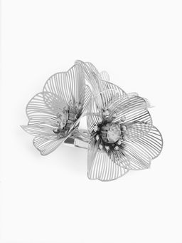 Брошь «Цветок Незабудки», белая в серебре