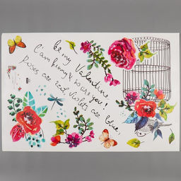 Наклейка пластик интерьерная цветная "Клетка с цветами" 60х90 см