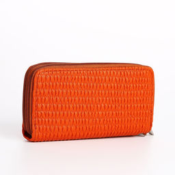 Кошелёк женский на молниях с ремешком, 19×4×9.5 см, текстурный, оранжевый