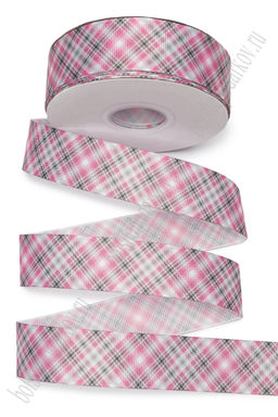 Лента репсовая 2,5 см*25 ярд с рисунком "Клетка" SF-7223, №111