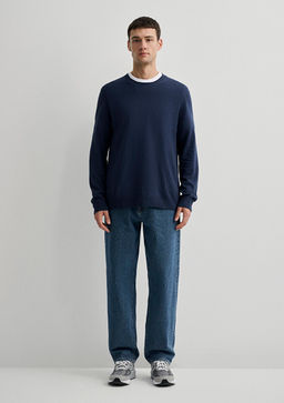 Bisiklet Yaka Lacivert Kazak - Mavi фото 5