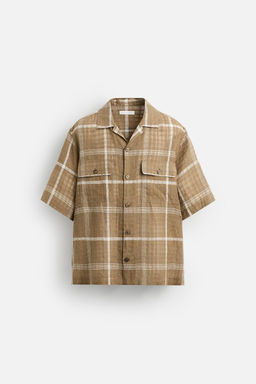 CHECKED LINEN/COTTON SHIRT - Zara фото 7
