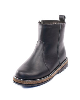 Ботинки женские на войлочной подошве, кожа, овчина, молния.