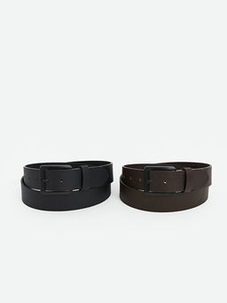 Deri G?r?n?ml? Erkek Kemer 2li