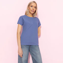 Футболка из фактурного трикотажа Искусство строить глазки (синий) - Charutti фото 7