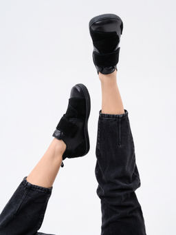 Ботинки женские демисезонные черные 206.NATAbl.Черная кожа+черная замша/Байка