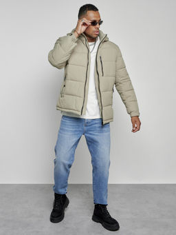 Куртка спортивная мужская зимняя с капюшоном светло-зеленого цвета 8362ZS - Wonderrman фото 15