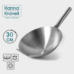 Сковорода - Вок Hanna Knövell Chief, d=30 см, толщина 1 мм, с ручкой, нержавеющая сталь, хромированная