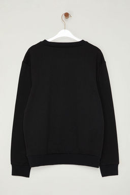 TRENDYOL MAN Siyah Regular/Normal Kesim Bisiklet Yaka Yaz? Bask?l? Ici Polarl? Sweatshirt TMNAW25SW00179 - Trendyolmilla фото 8
