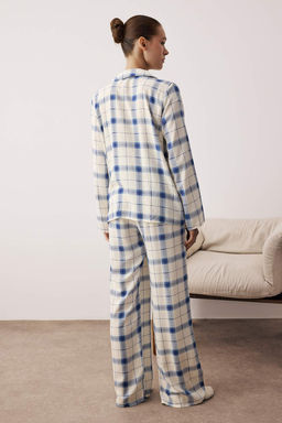 Mavi Ekoseli Viskon Dokuma Pijama Tak?m? THMAW26PT00066 - Trendyolmilla фото 4