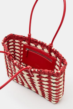 BOLSO MINI SHOPPER EFECTO TRENZADO / Rojo - Zara фото 10