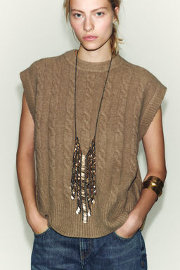 CABLE KNIT WAISTCOAT TOP - Zara фото 2