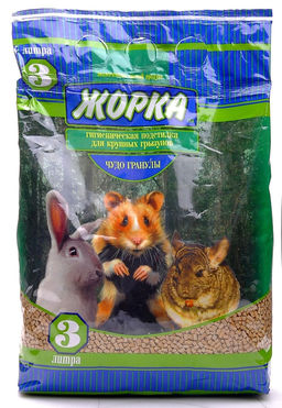 Древесный наполнитель "Чудо гранулы" для крупных грызунов (1см), 3л