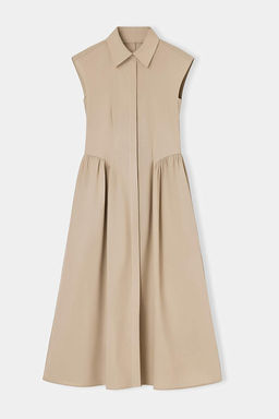 Bej Poplin Midi Studio Midi Dokuma Elbise TWOSS26EL00513