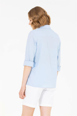 Женская голубая рубашка с длинным рукавом Basic - U.s. polo assn фото 12