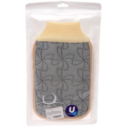 Цена за 2шт. Мочалка - варежка для тела жёсткая "Premium - Lavita", цвет светло - серый, 14*24см (ZIP пакет)