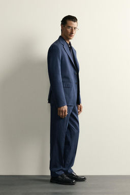 PANTAL?N REGULAR FIT TRAJE LINO - LANA / Azul - Zara фото 4