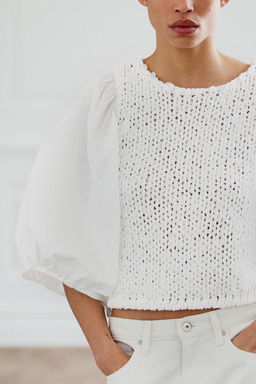 JERSEY COMBINADO PUNTO / Blanco - Zara фото 4