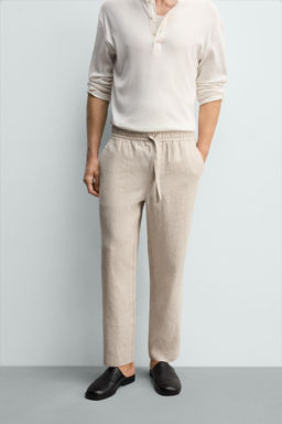 100% LINEN RELAXED FIT TROUSERS - Zara фото 2