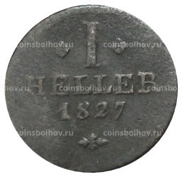 1 геллер 1827 года Германские государства  Гессен  Кассель