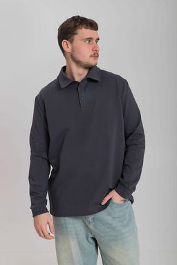 Толстовка-поло М125098с серый - Елена фото 2