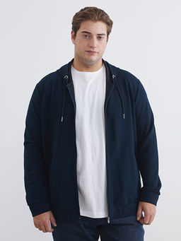 Standart Kal?p Kap??onlu Erkek Fermuarl? Sweatshirt