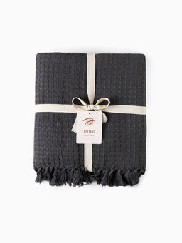 Плед вафельный «Этель» 220×240 см, хлопок 100%, серый