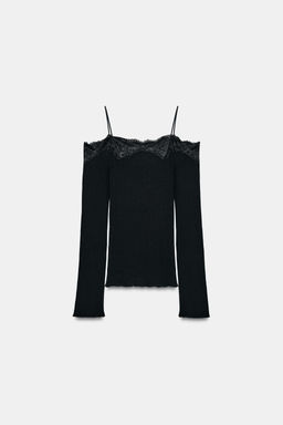 T-SHIRT WITH BARE SHOULDERS - Zara фото 7
