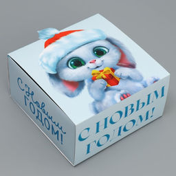 Коробка складная Зайчик с подарком, 15 х 15 х 8 см
