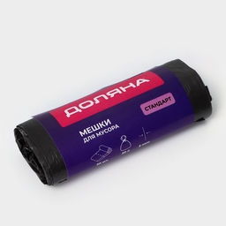 Цена за 2 шт. Мешки для мусора Доляна Стандарт, 30 л, 5 мкм, 45?545% см, ПНД, 30 шт., чёрные