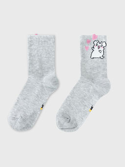 Цена за 5 пар! Носки детские бежевые с рисунком в виде мышки - Mark formelle фото 7