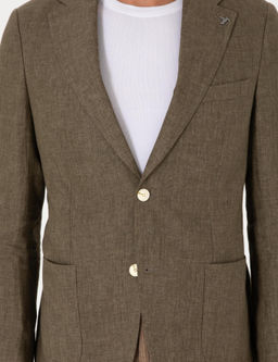 Haki Slim Fit %100 Keten Ceket - Cacharel фото 7