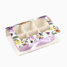 Цена за 5 шт. Коробка под 6 конфет с ячейками Расцветай 14.5?9.5?3.5 см