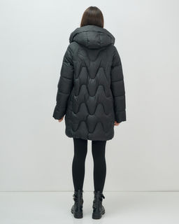 Куртка зимняя женская с капюшоном модная черного цвета 7653Ch - Visdeer фото 19