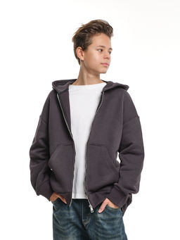 Зипка толстовка для мальчика с шевроном 22-0430 темный графит