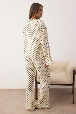 Ekru Puantiyeli Muslin Dokuma Pijama Tak?m? THMAW26PT00178 - Trendyolmilla фото 4