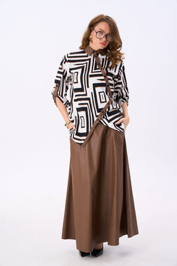 Джемпер NIKVA н987-1 чёрно-белые ромбы и шоколад  фото 7