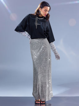 Юбка женская серебристая с пайетками серебро 152798 - Mark formelle фото 2