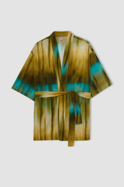 Fall in Love Desenli Pamuklu Kimono