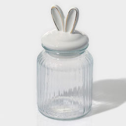 Банка стеклянная для сыпучих продуктов с керамической крышкой Доляна Зайка в золотом, 950 мл  фото 11